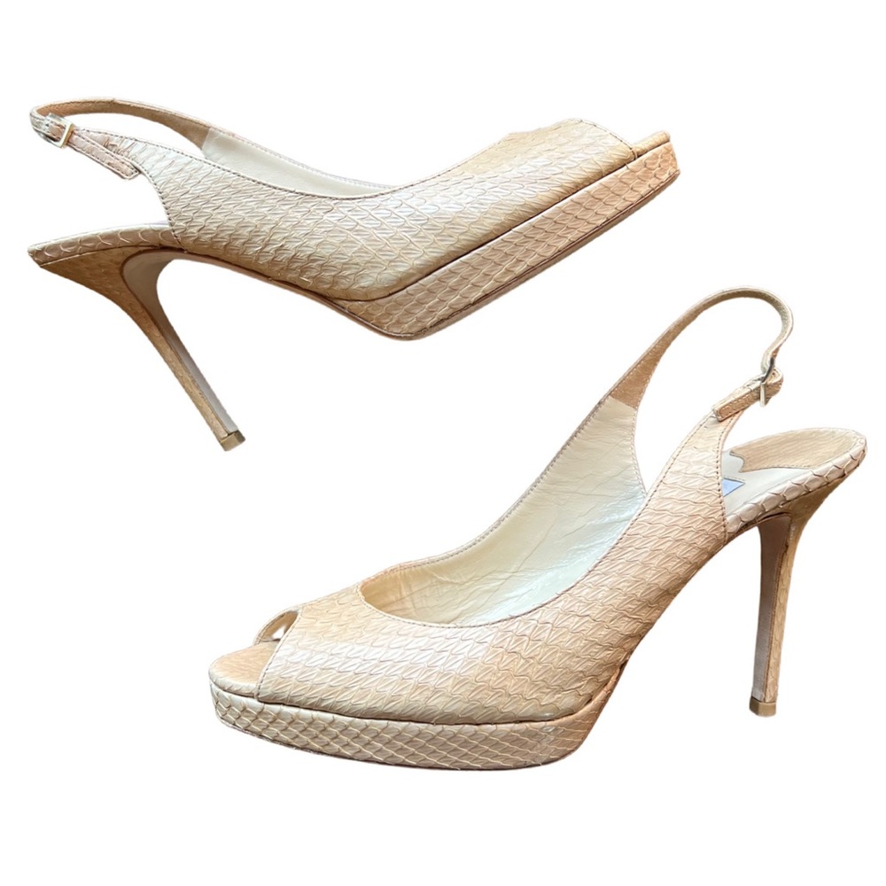 Jimmy Choo snake textured sling backs